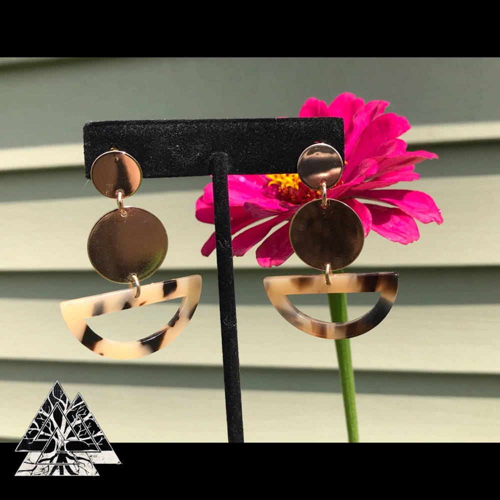 Handmade Gold Acrylic Dangle Earrings